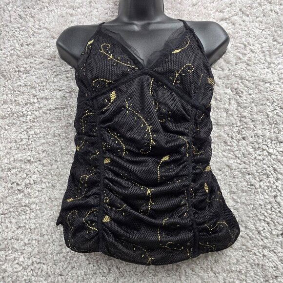 Free People Womens Mesh Lace Babydoll Top Size M Celestial‎ Gothic Whimsygoth - Picture 1 of 11